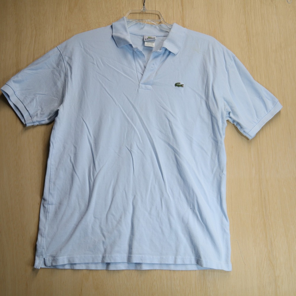 Lacoste Mens Light Blue Cotton Pique Short Sleeve Polo Shirt Size 8 XL